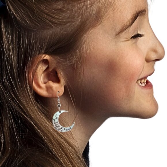 I LOVE YOU TO THE MOON AND BACK EARRINGS - Picture 6 of 6